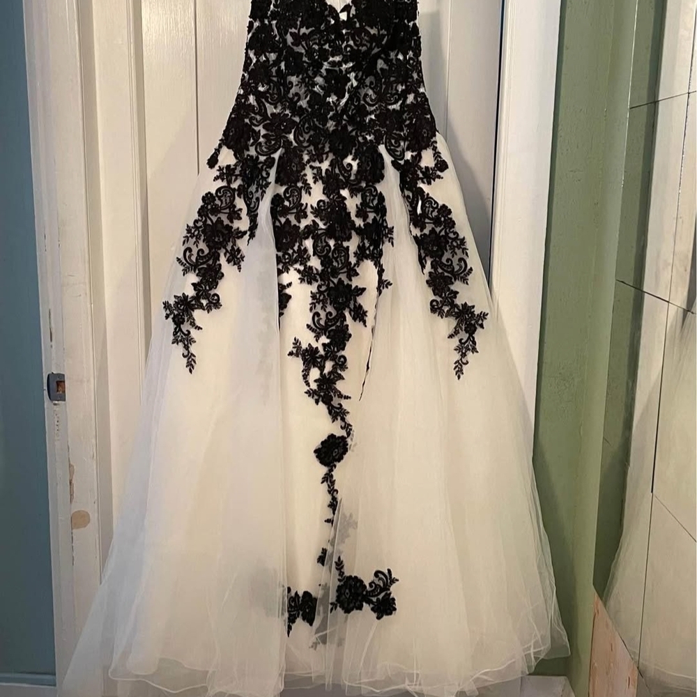 Elegant Black and White Gown